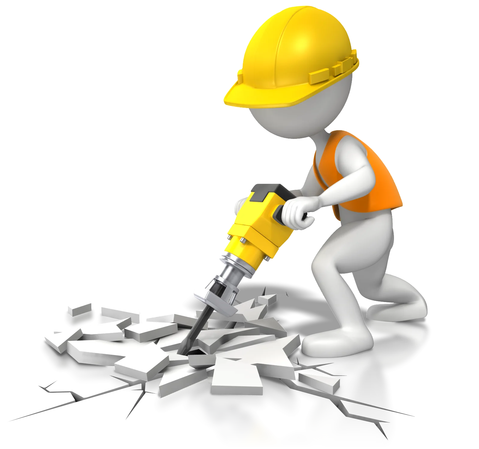 Construction Worker Breaking Concrete with Jackhammer Safety Clipart Illustration