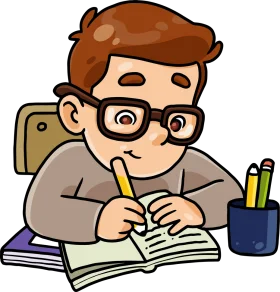 Diligent Student Doing Homework Clipart: Learning with Focus and Determination