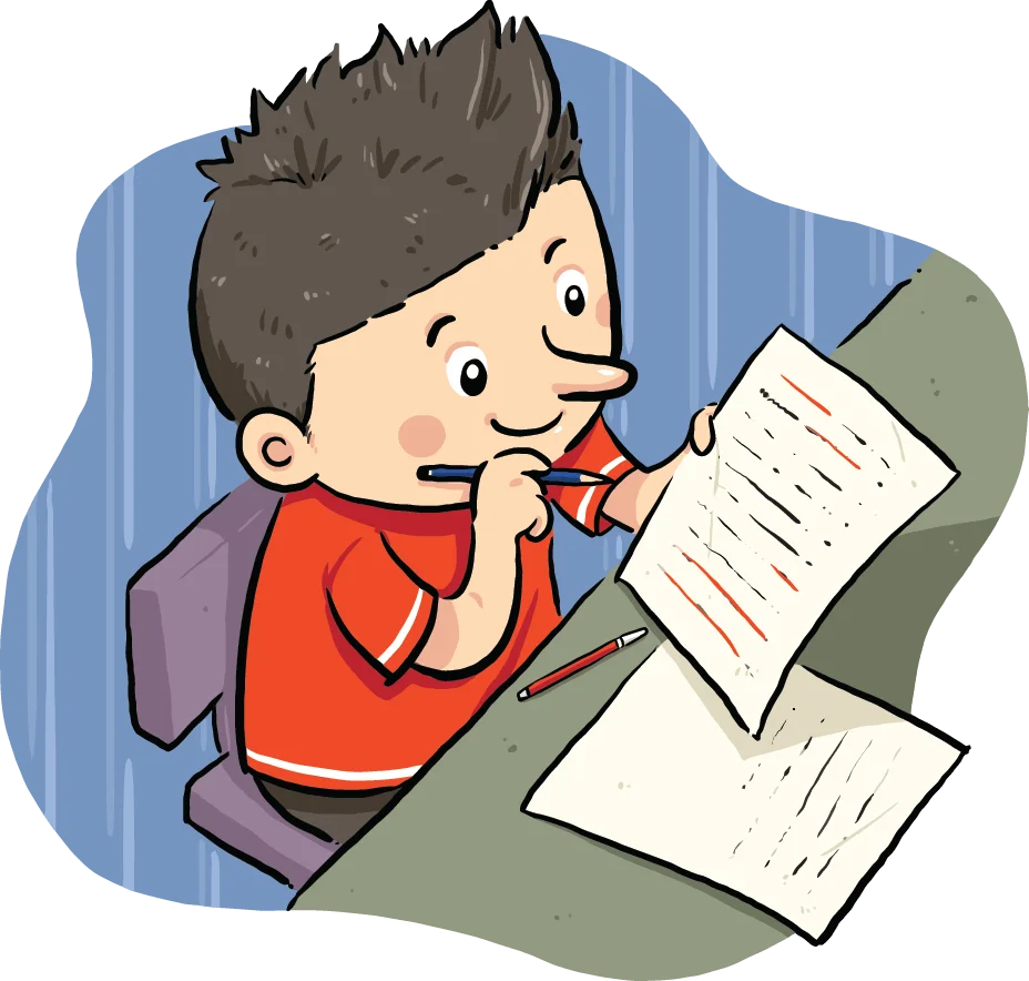 Diligent Student Focusing Intently on Homework Assignment Clipart Illustration
