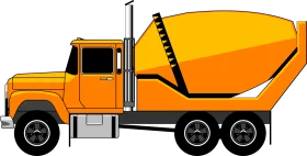 Heavy-Duty Yellow and Orange Construction Cement Mixer Clipart Illustration