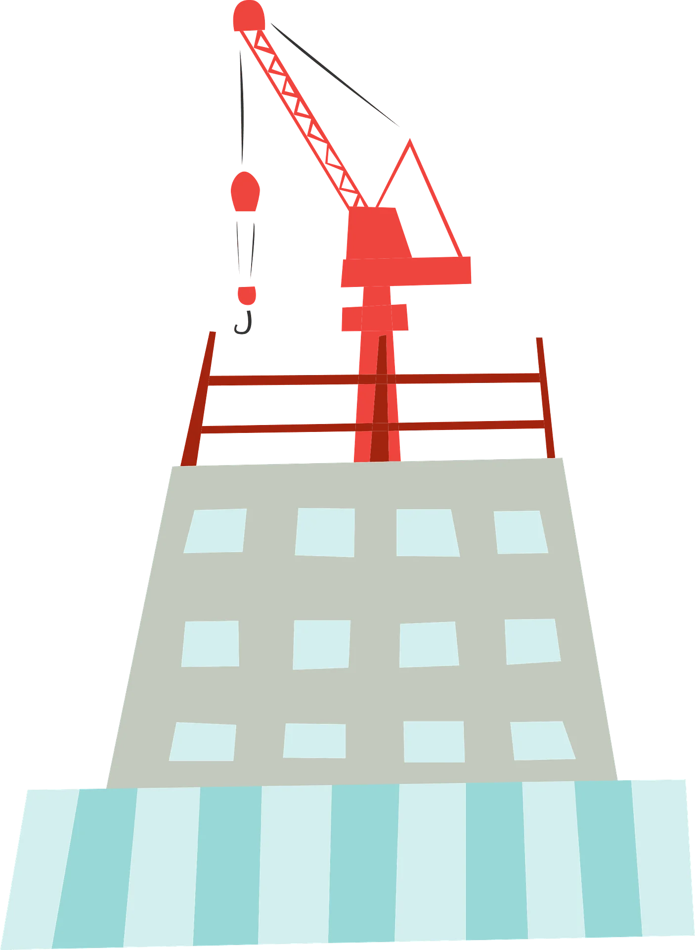 Industrial Construction Crane Clipart: Urban Development Architectural Illustration