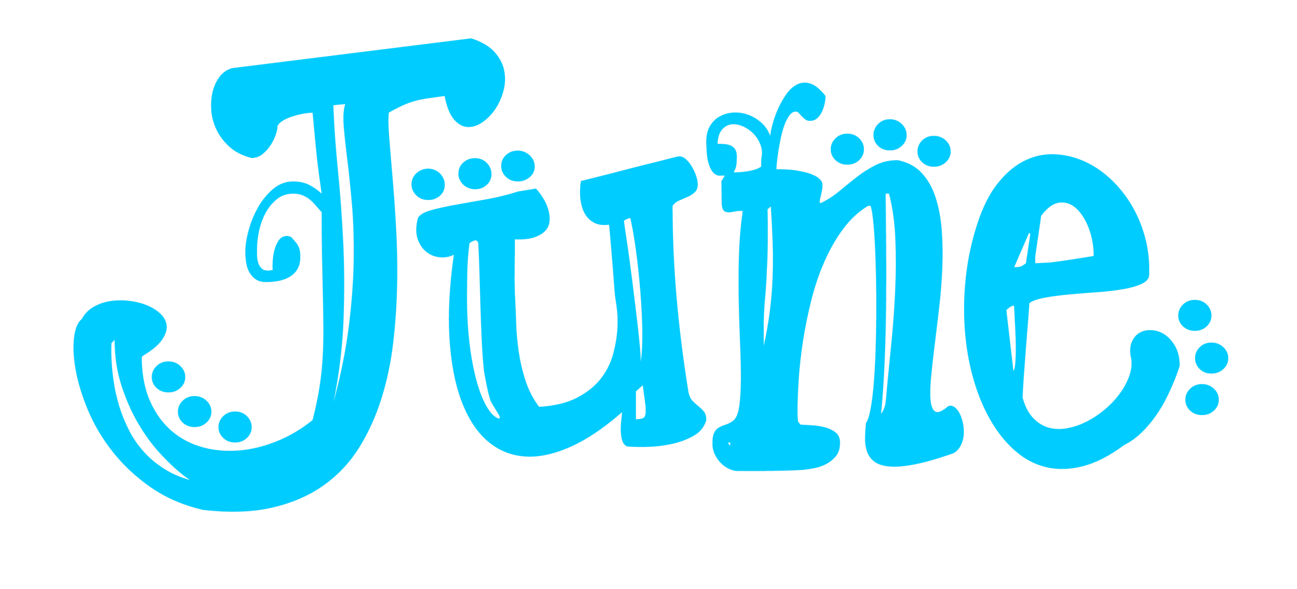 Playful Blue June Clipart with Whimsical Bubble-Like Typography