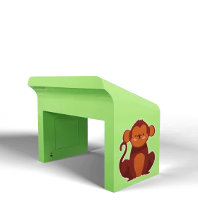 Playful Lime Green Children's Study Desk Clipart with Cute Monkey Design