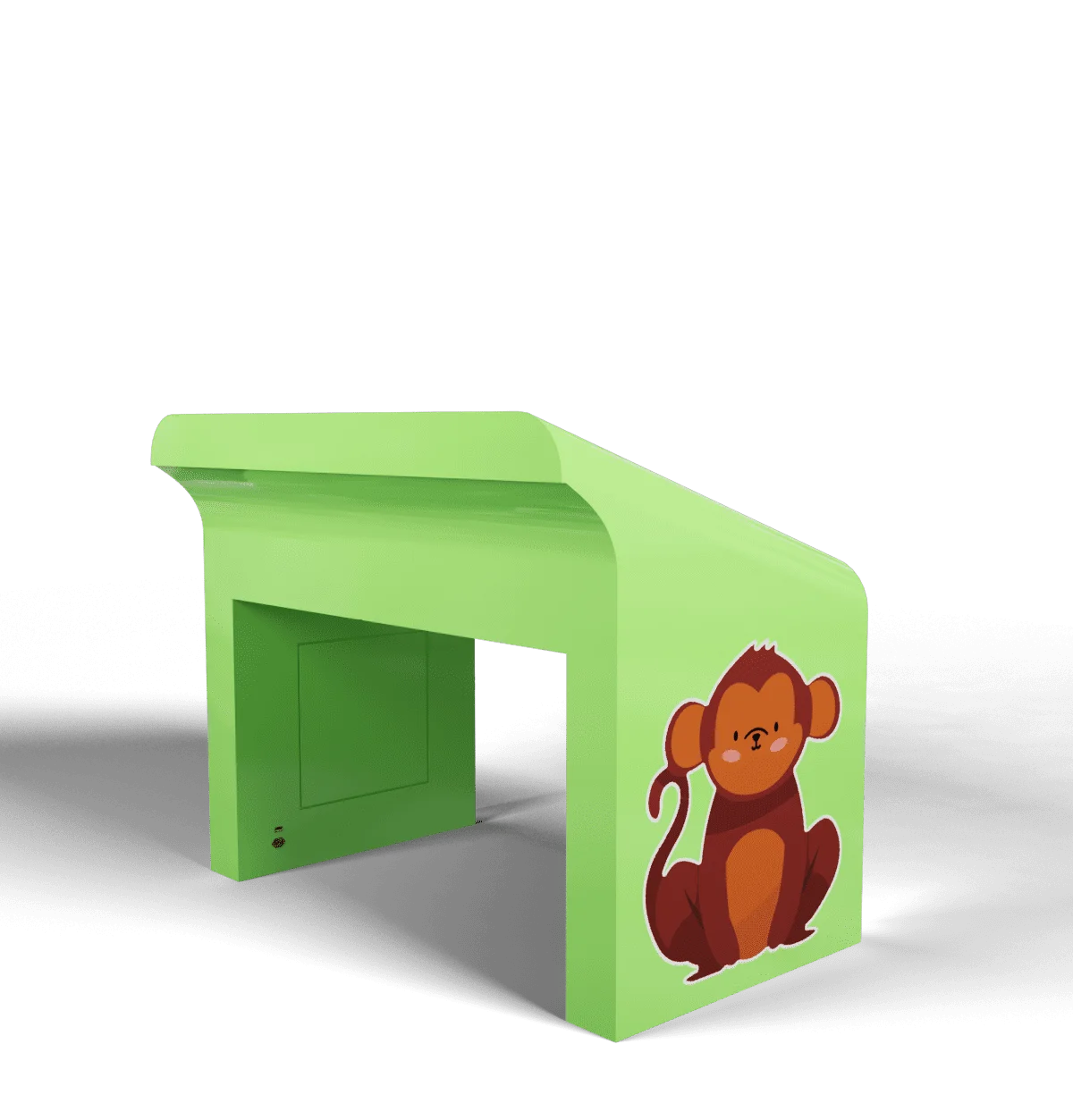Playful Lime Green Children's Study Desk Clipart with Cute Monkey Design