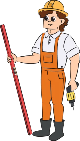 Professional Construction Worker Clipart Illustration in Safety Gear
