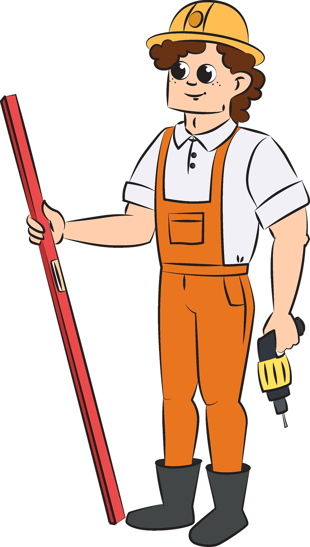 Professional Construction Worker Clipart Illustration in Safety Gear
