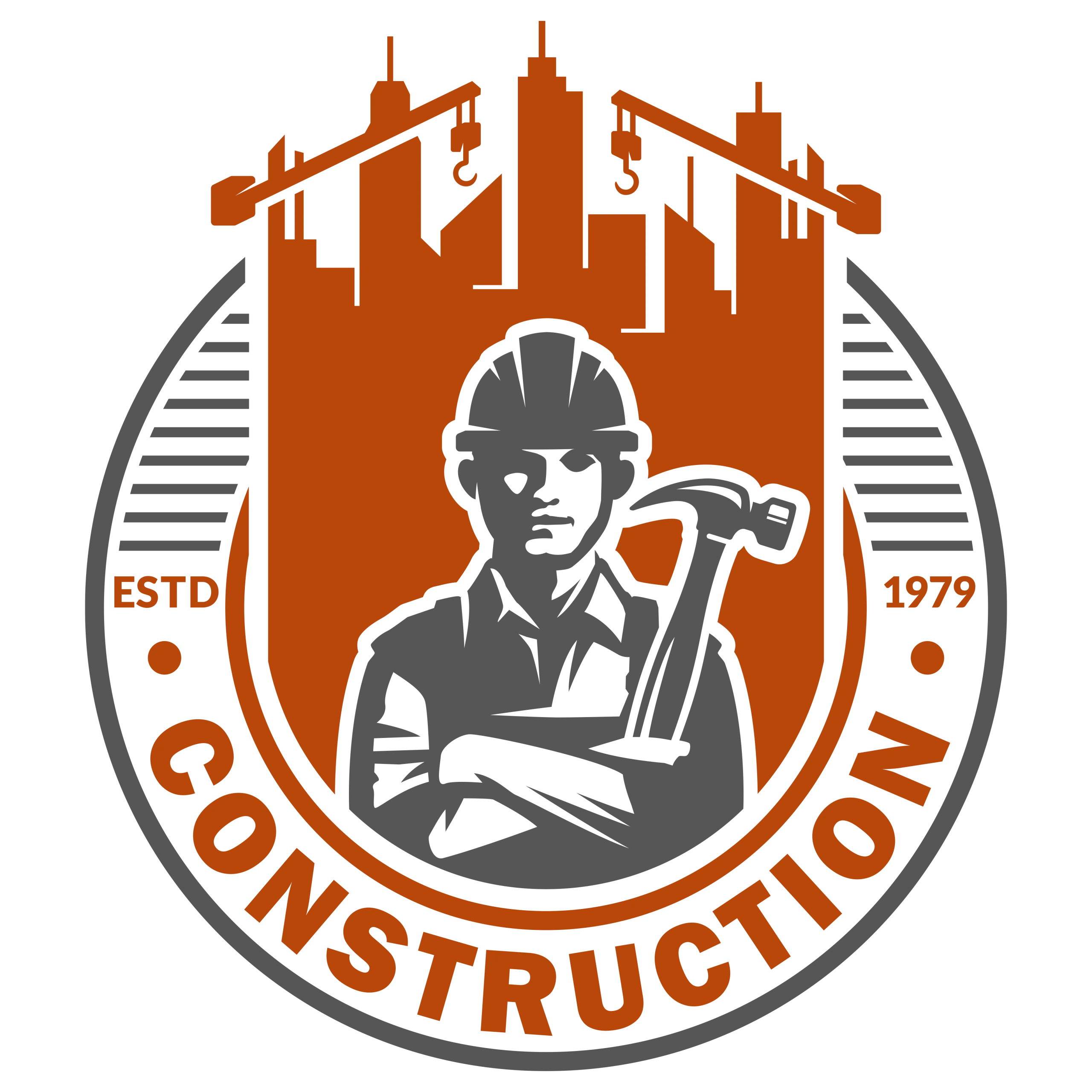 Professional Construction Worker Clipart Logo Design with Urban Skyline Backdrop