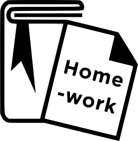 Simple Black and White Homework Assignment Clipart Icon Design