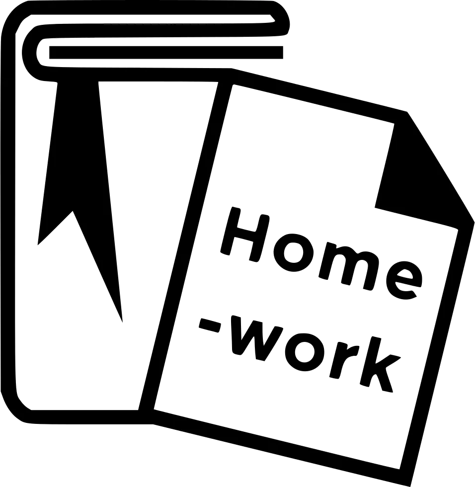 Simple Black and White Homework Assignment Clipart Icon Design