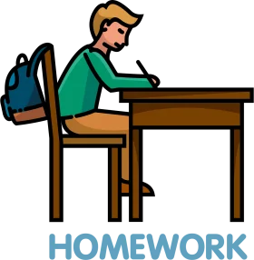 Student Diligently Working on Homework Clipart Illustration of Learning