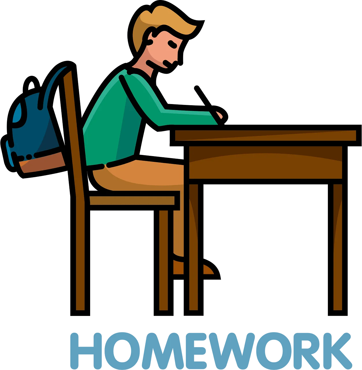 Student Diligently Working on Homework Clipart Illustration of Learning