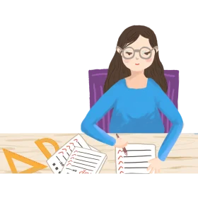 Studious Student Preparing Homework with Glasses and Purple Chair Clipart Design