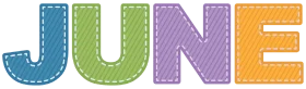 Whimsical June Clipart with Playful Textured Letters in Soft Pastel Colors