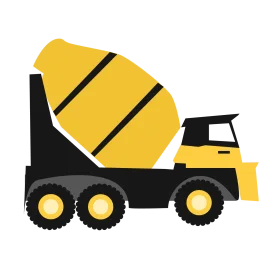 Yellow and Black Cement Mixer Construction Clipart Illustration