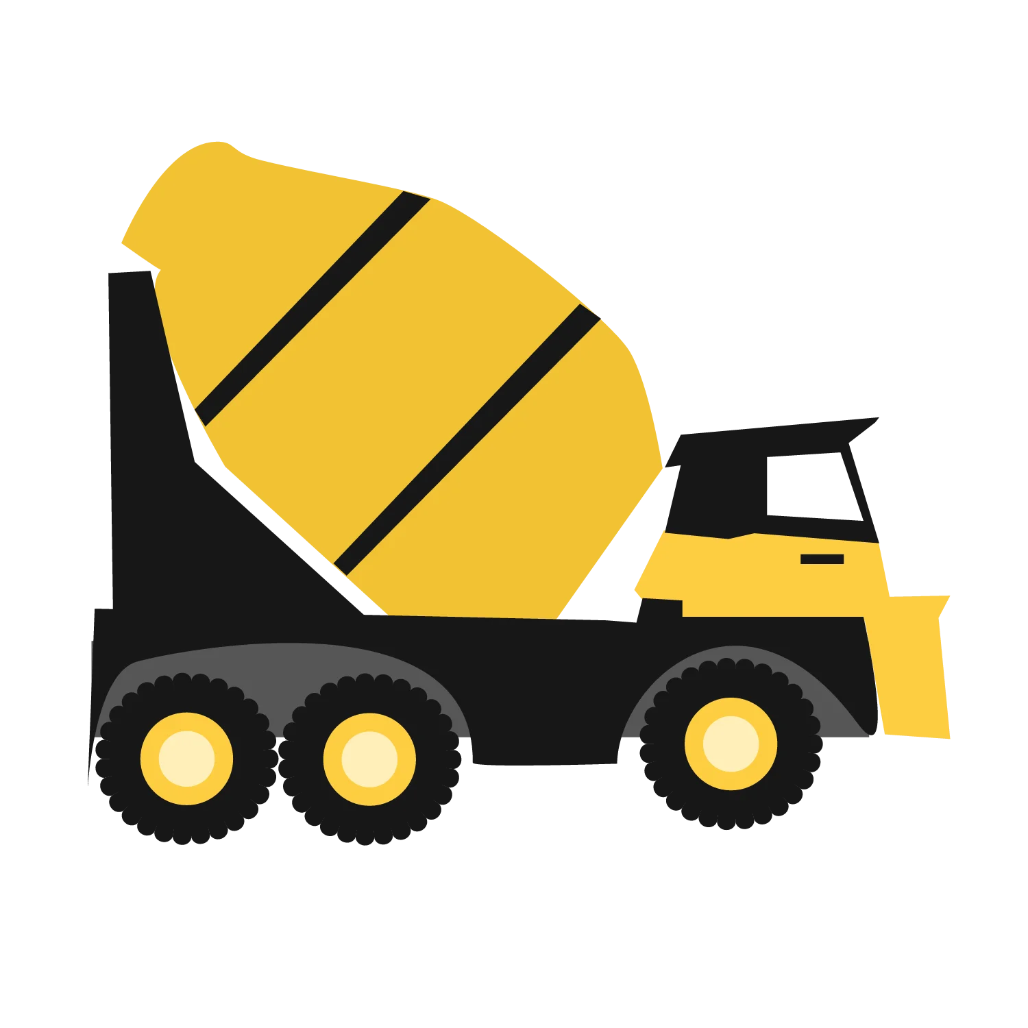 Yellow and Black Cement Mixer Construction Clipart Illustration