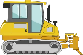 Yellow Construction Bulldozer Clipart - Heavy Machinery Industrial Design Illustration