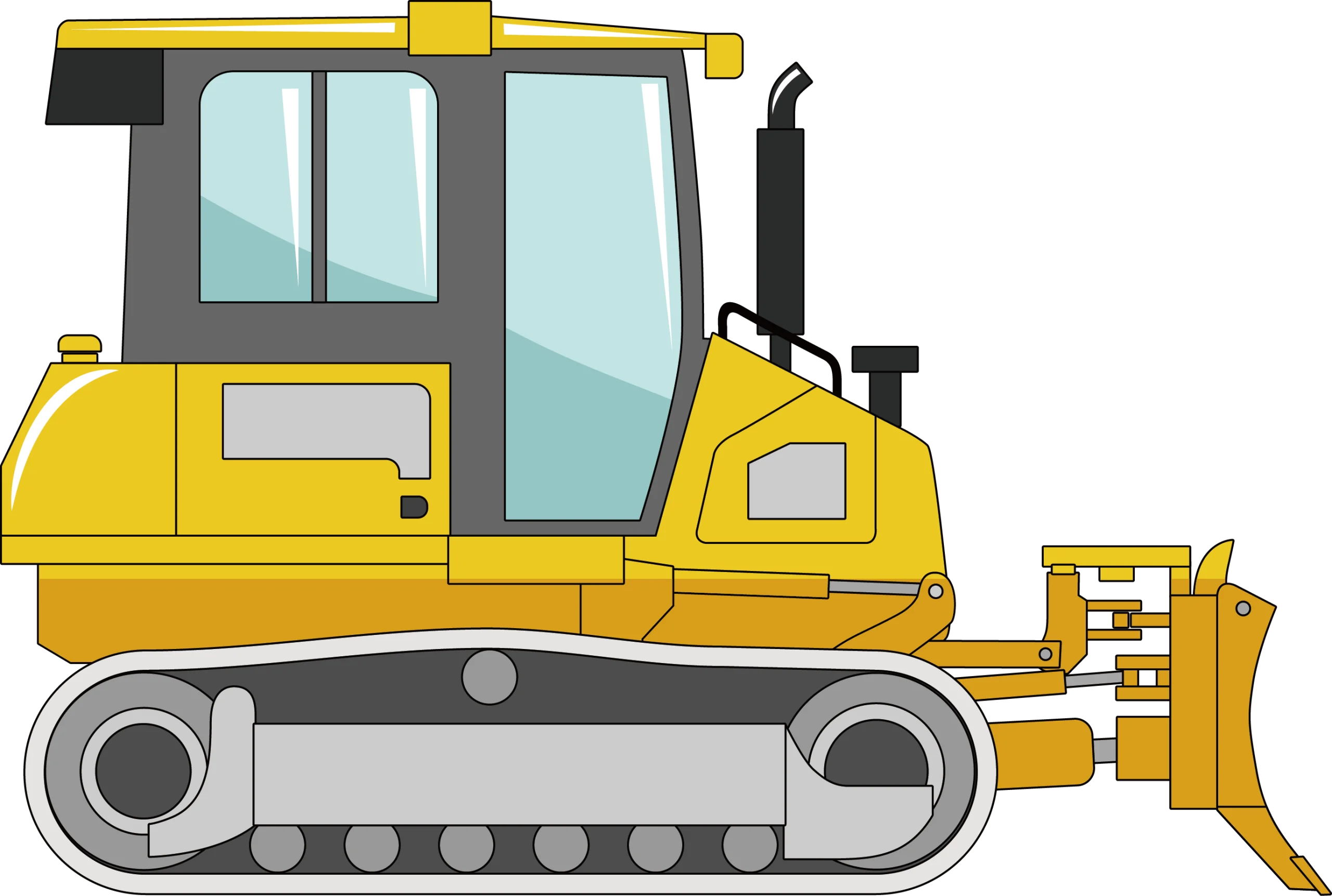 Yellow Construction Bulldozer Clipart - Heavy Machinery Industrial Design Illustration