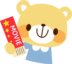 Adorable Cartoon Bear Holding Colorful Movie Ticket Clipart Design