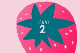 Cheerful June 2nd Strawberry-Inspired Seasonal Clipart Design with Playful Typography