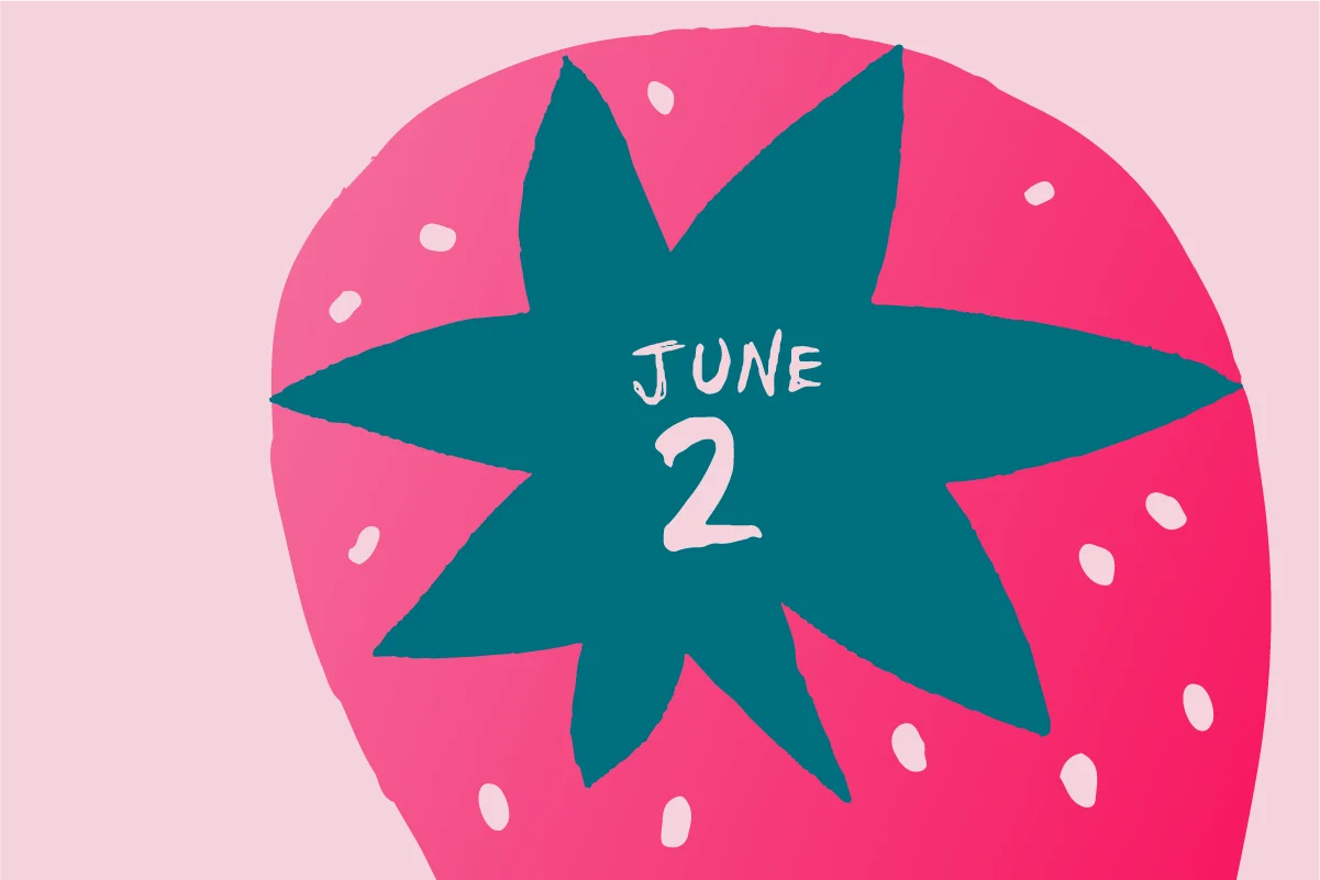 Cheerful June 2nd Strawberry-Inspired Seasonal Clipart Design with Playful Typography