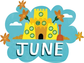 Cheerful June Clipart Illustration Celebrating Summer's Arrival with Whimsical Design