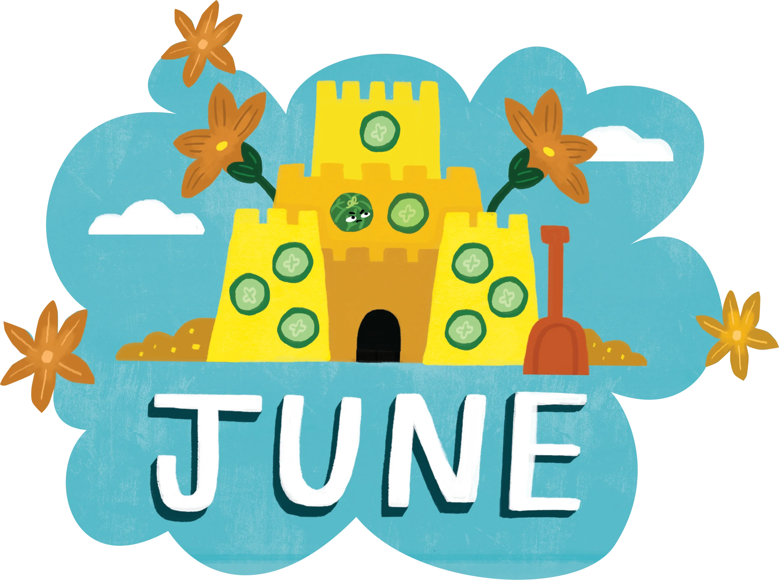 Cheerful June Clipart Illustration Celebrating Summer's Arrival with Whimsical Design