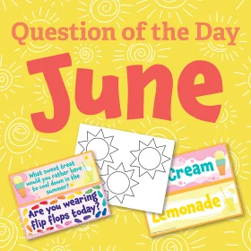 Cheerful June Question of the Day Seasonal Clipart Design with Sunny Elements