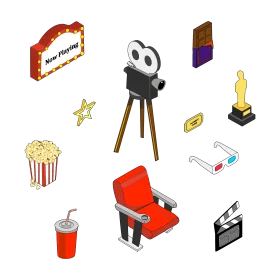 Cinematic Elements Clipart Collection: Icons of Film and Entertainment