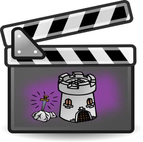 Cinematic Medieval Castle and Torch Clapperboard Clipart Design for Film Projects