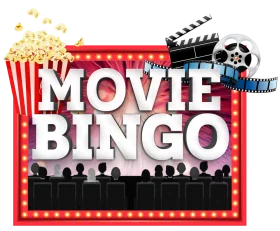 Cinematic Movie Bingo Night Clipart Design with Popcorn and Film Elements