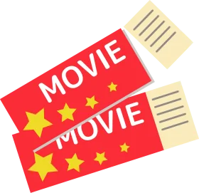 Cinematic Movie Night Tickets Clipart: Golden Stars and Red Design