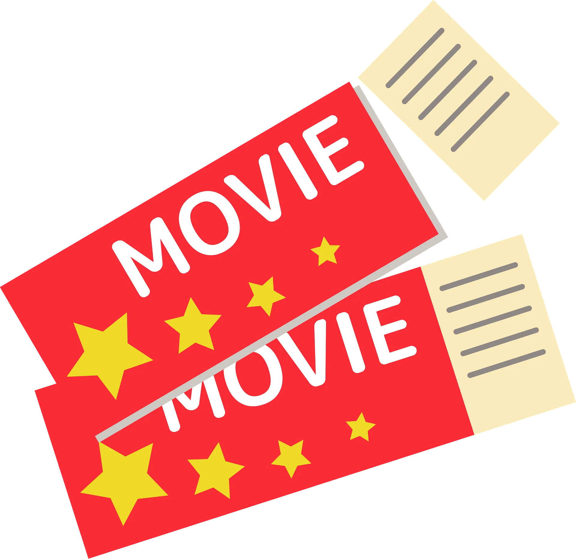 Cinematic Movie Night Tickets Clipart: Golden Stars and Red Design