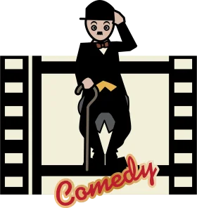 Classic Silent Film Comedy Clipart - Vintage Comedic Actor Silhouette