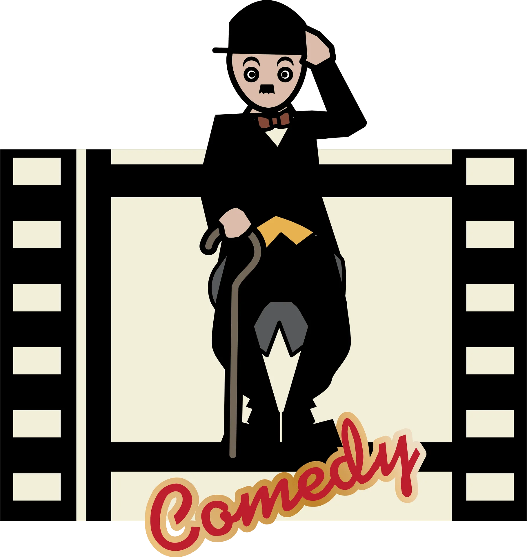 Classic Silent Film Comedy Clipart - Vintage Comedic Actor Silhouette