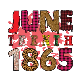 Decorative JuneTeenth 1865 Commemorative Clipart Design with Textured Typography