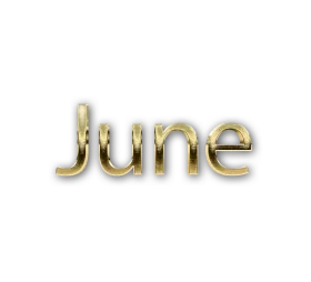 Elegant Gold-Toned June Typography Clipart with Soft Metallic Sheen