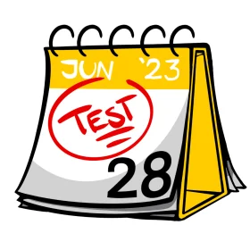 June 23rd Test Date Highlighted on Cartoon-Style Desktop Calendar Clipart