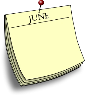June Monthly Calendar Notepad Clipart with Elegant Red Pin Illustration
