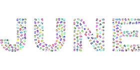 June Spelled Out in Colorful Polka Dot Letters Playful Clipart Design