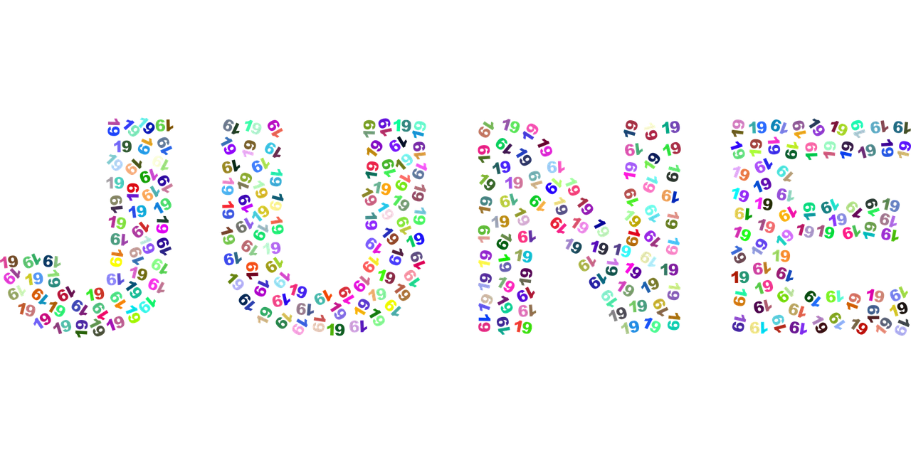 June Spelled Out in Colorful Polka Dot Letters Playful Clipart Design