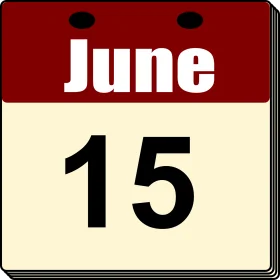 Minimalist June 15 Calendar Page Clipart with Bold Typography and Classic Design