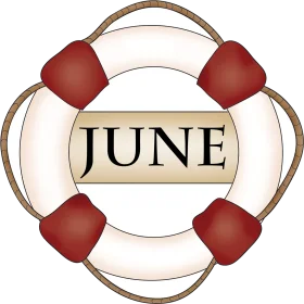 Nautical June Lifesaver Clipart with Soft Red and White Color Palette