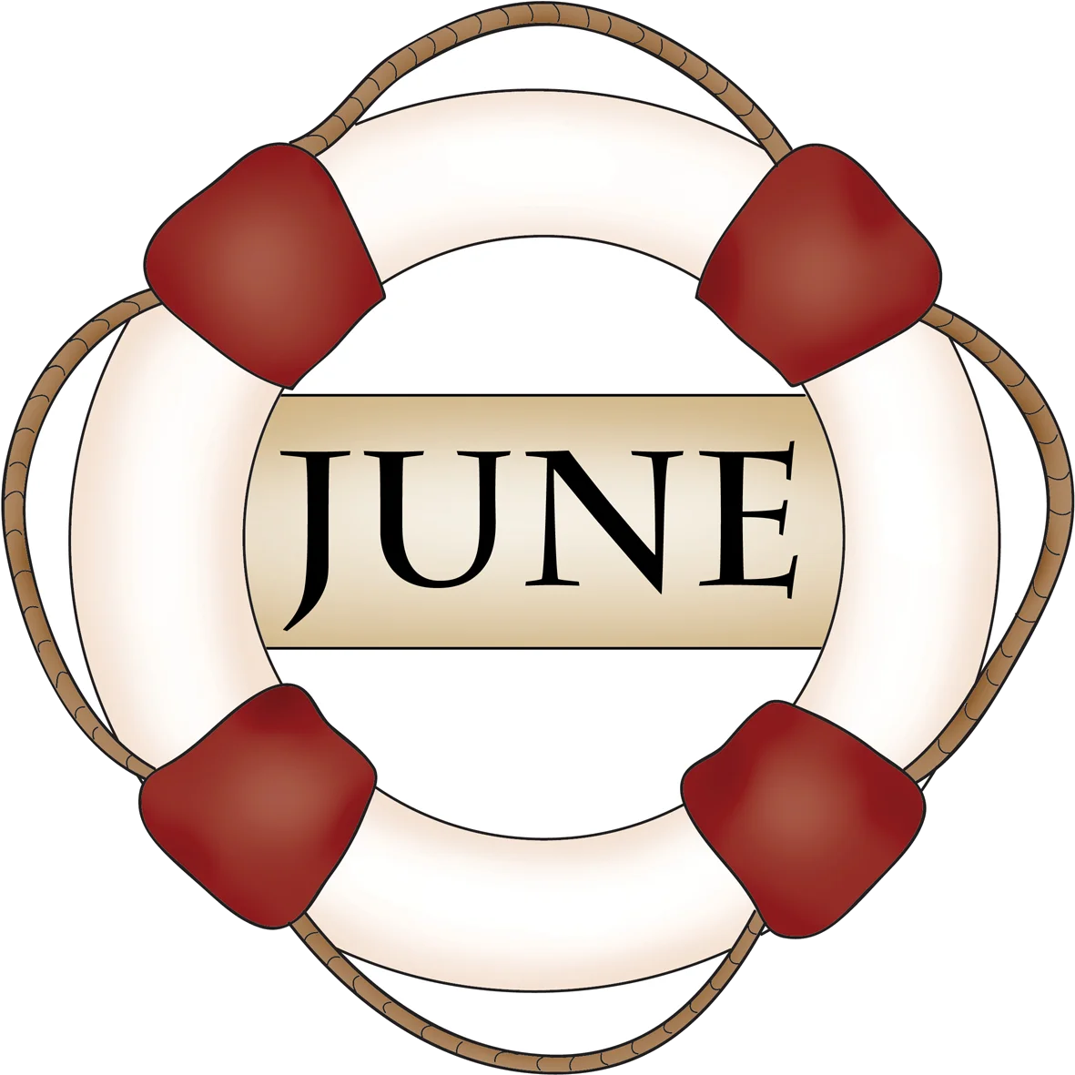 Nautical June Lifesaver Clipart with Soft Red and White Color Palette