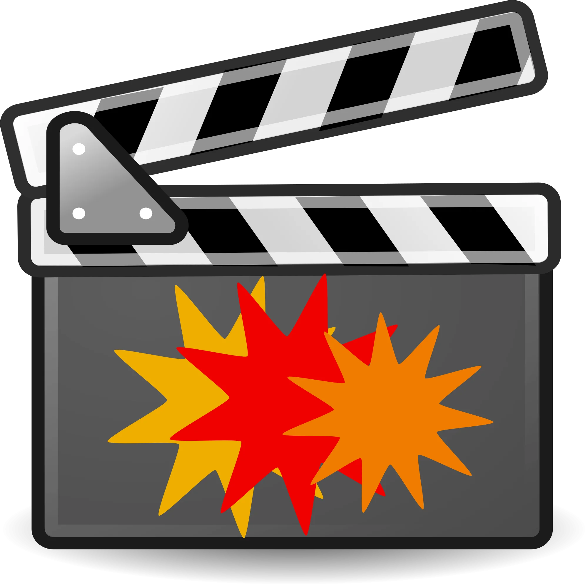 Dynamic Movie Clapperboard Clipart with Explosive Graphic Design Elements