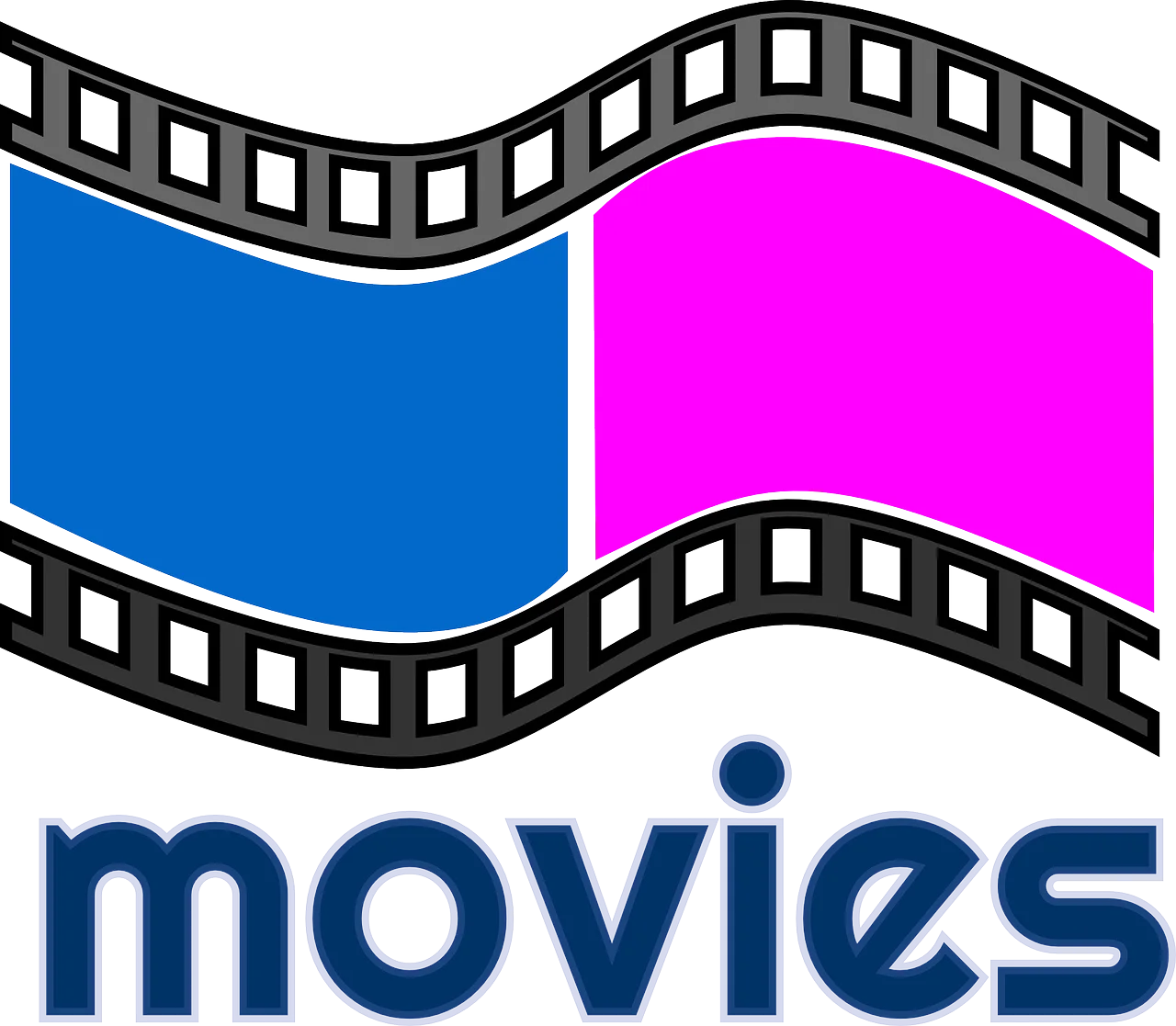 Dynamic Movie Film Strip Clipart Design with Bold Color Blocks and Typography