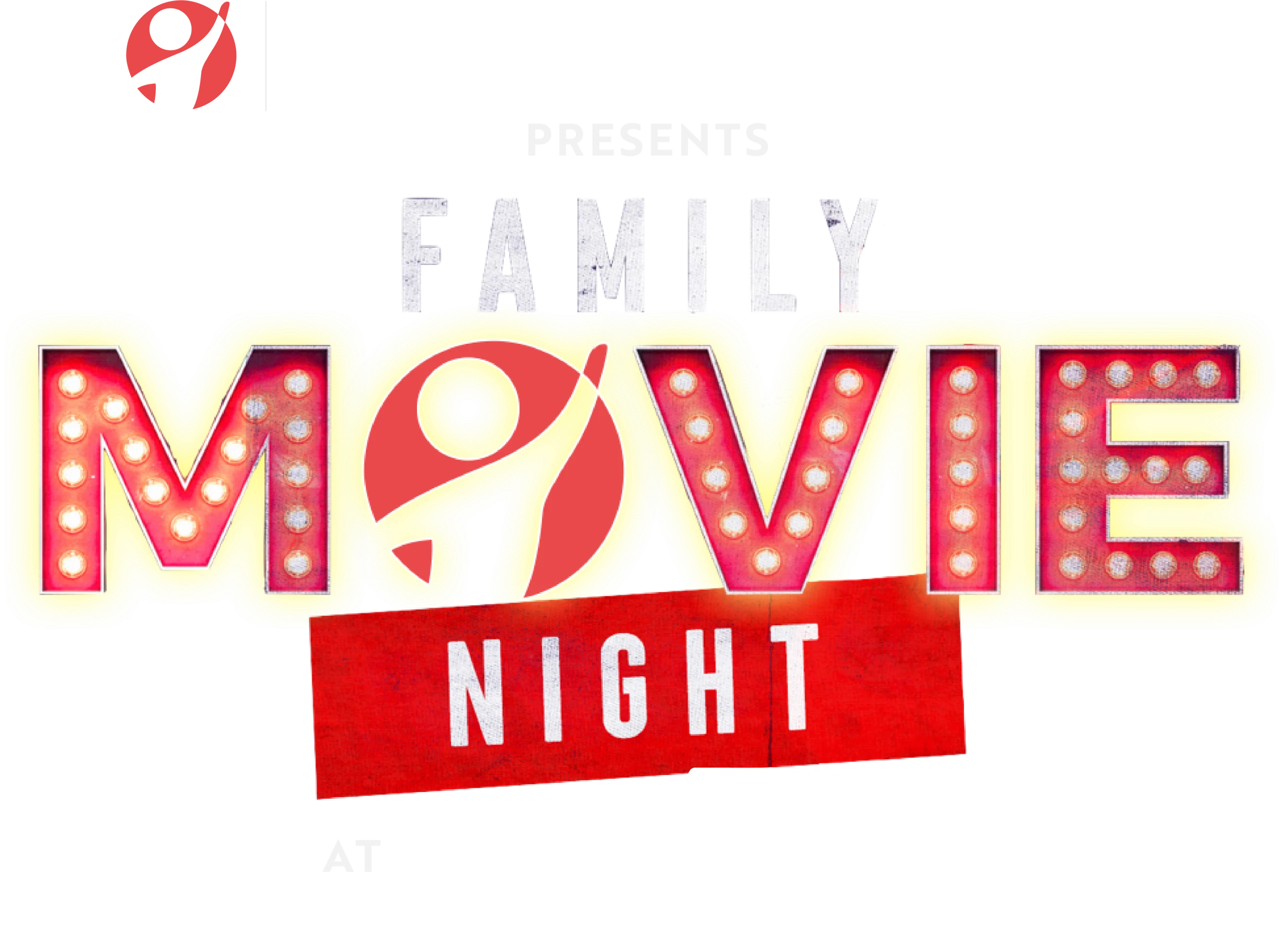 Family Movie Night Festive Cinematic Clipart Design with Marquee-Style Typography