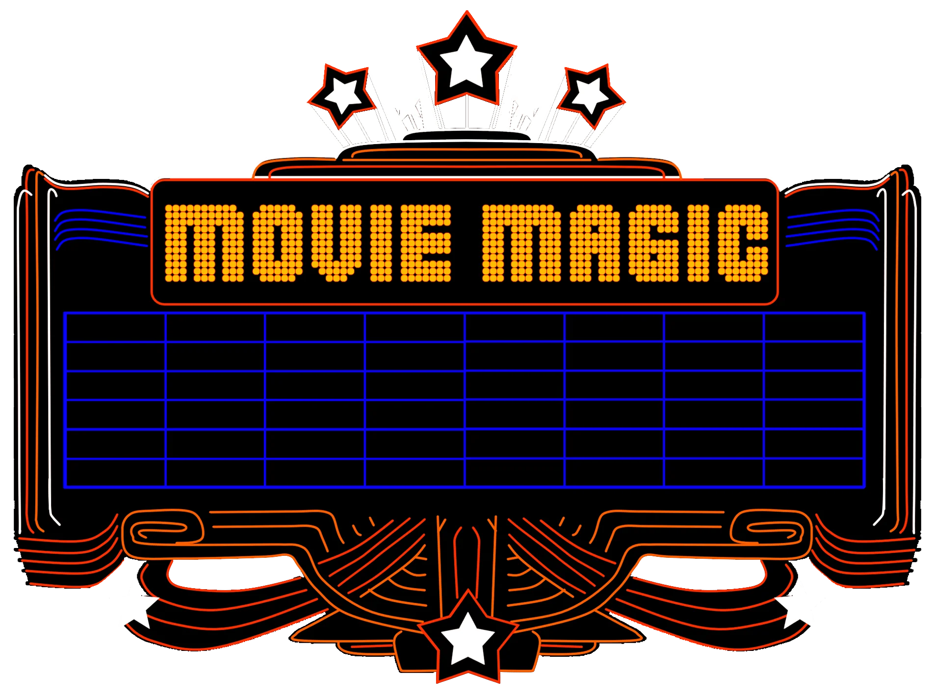 Movie Magic Illuminated Marquee Clipart: Cinematic Display with Retro Flair