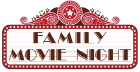 Vintage Red and Brown Family Movie Night Marquee Clipart Design