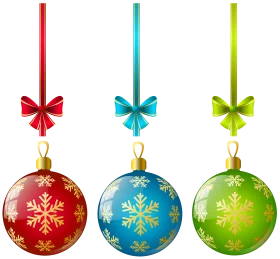 Festive Christmas Ornament Clipart - Snowflake Decorated Hanging Baubles