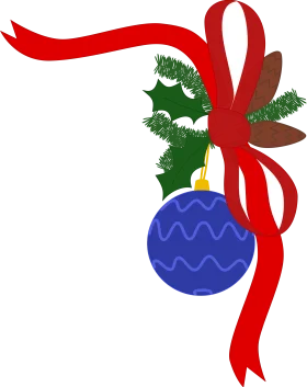 Elegant Christmas Ornament and Pine Branch Festive Holiday Clipart Design